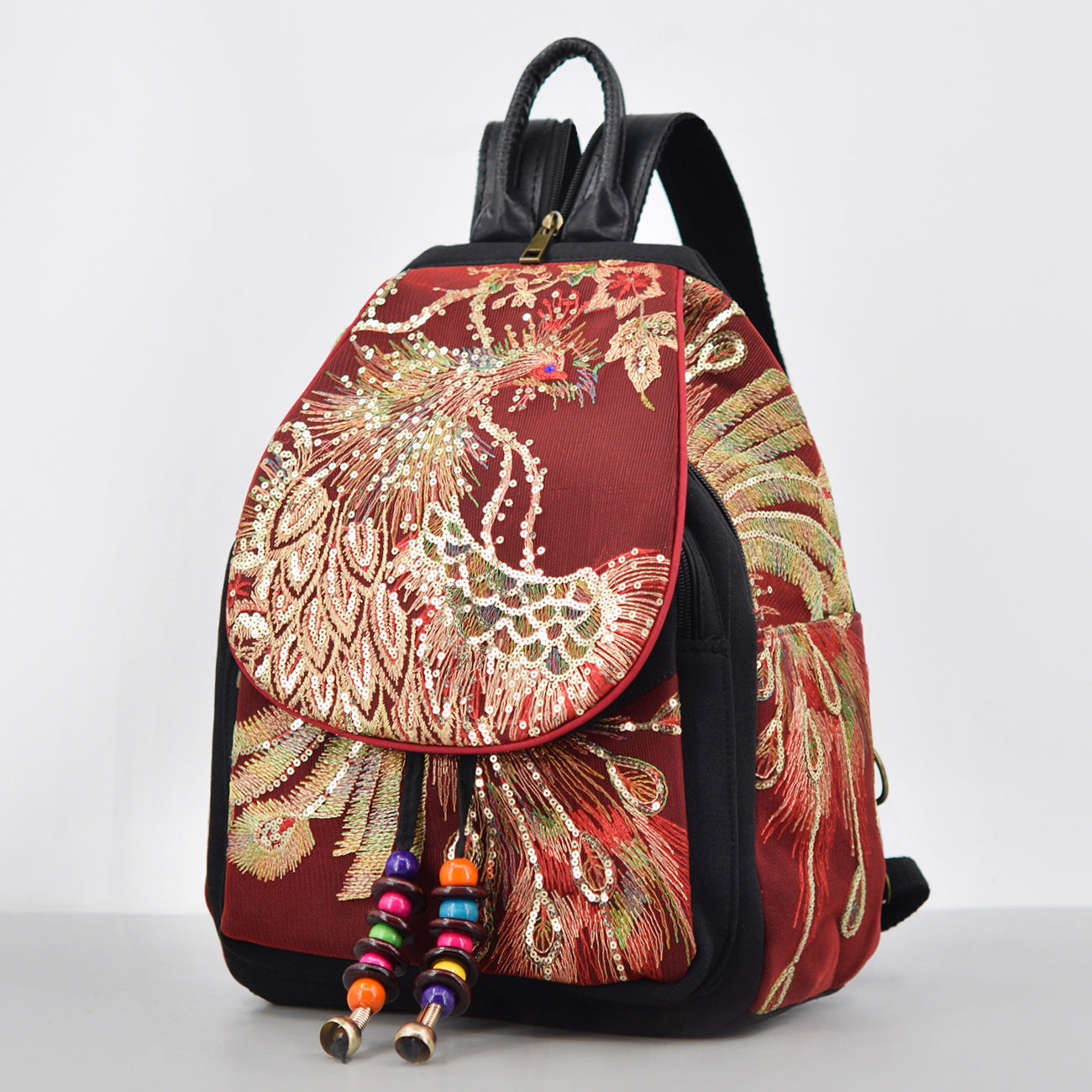 Women's Yunnan National Style Embroidered Peacock Canvas Backpacks