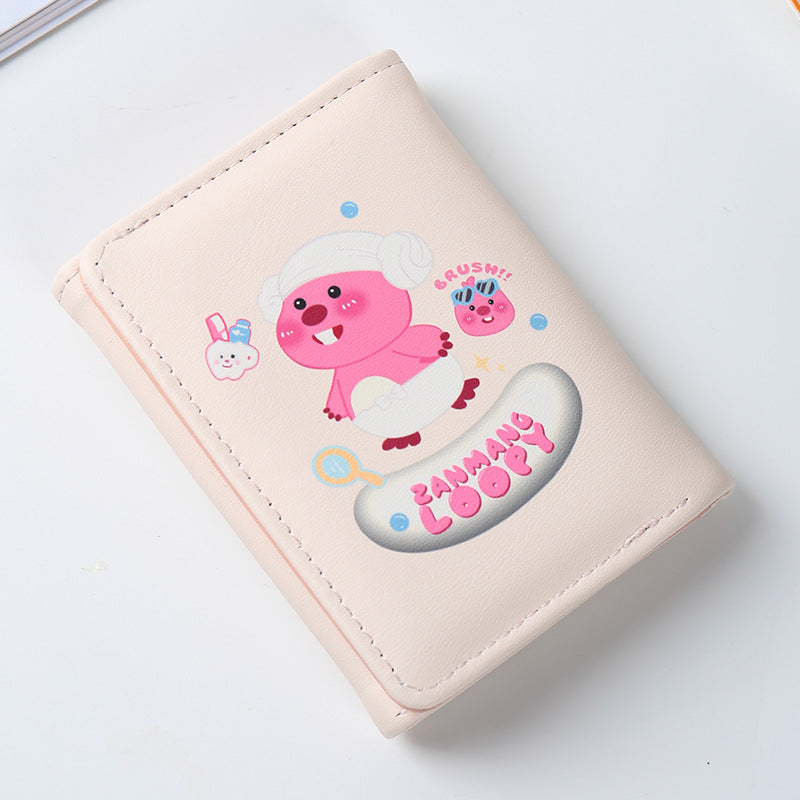 Beaver Three-fold Heart Cartoon Short Folding Ladies Wallets