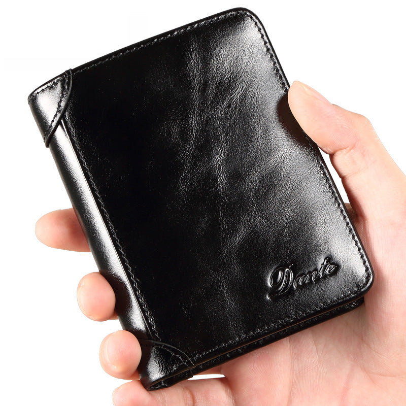 Men's Genuine Leather Oil Wax First Layer Men's Wallets