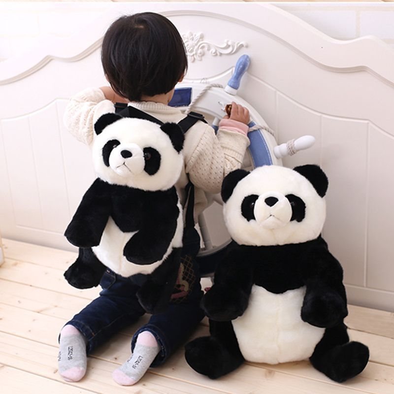 Panda Base Souvenir poupée dessin animé Double peluche cartables des élèves de l'école primaire