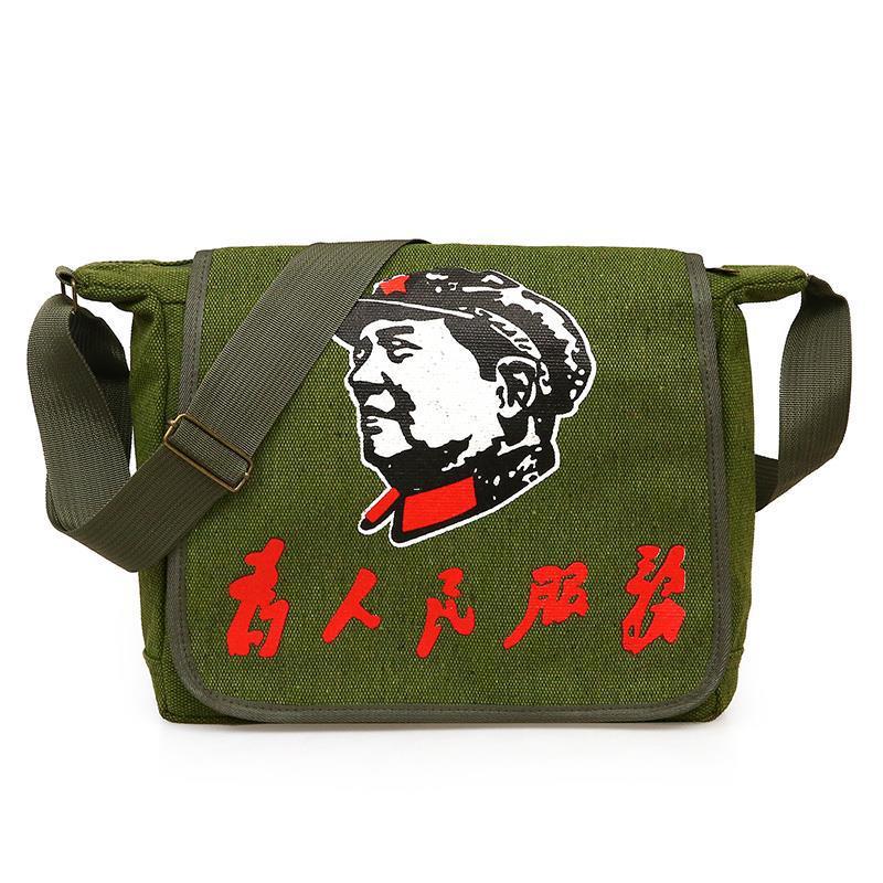 Army Serving People Canvas Nostalgic Retro Men's Shoulder Bags