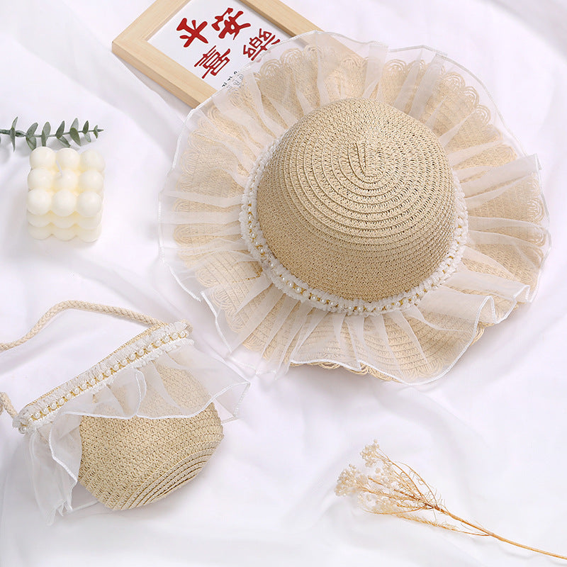 Children's Lace Bow Straw Woven Little Cute Bags