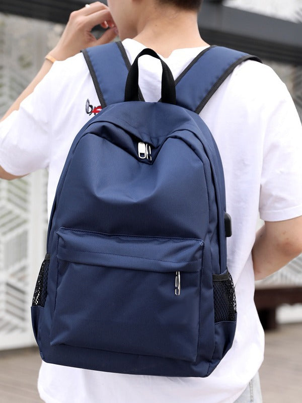 Men's Color Korean Style Large Capacity Rechargeable Backpacks