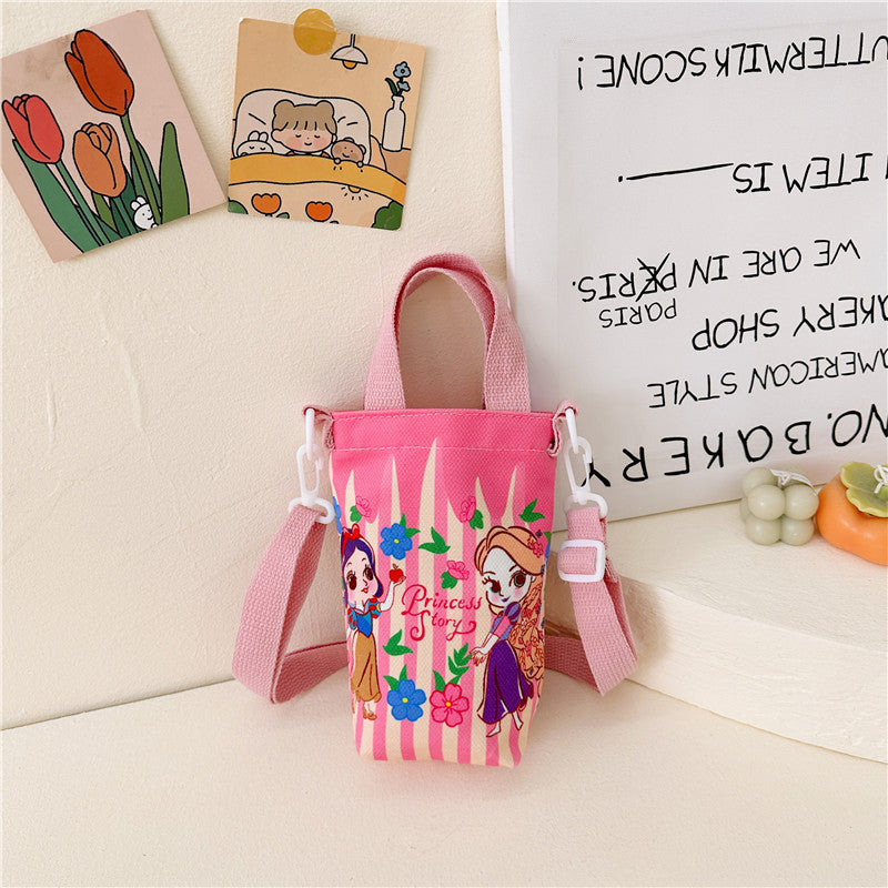 Children's Fashion Cute Water Cup Canvas Good-looking Children's Shoulder Bags