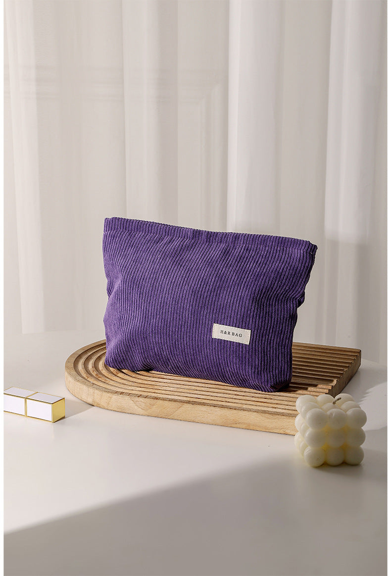 Simple Corduroy Large Capacity Wash Hand Cosmetic Bags