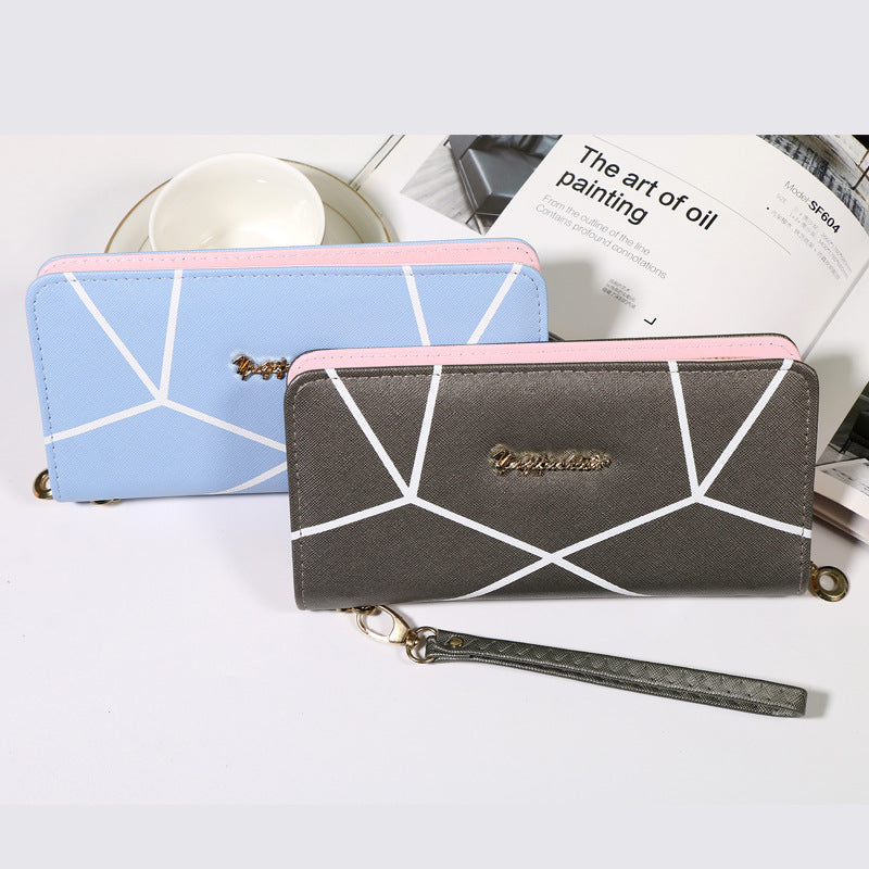 Women's Long Zipper Large Capacity Korean Geometric Ladies Wallets