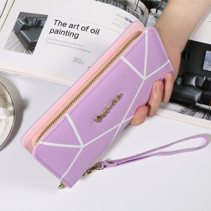 Women's Long Zipper Large Capacity Korean Geometric Ladies Wallets