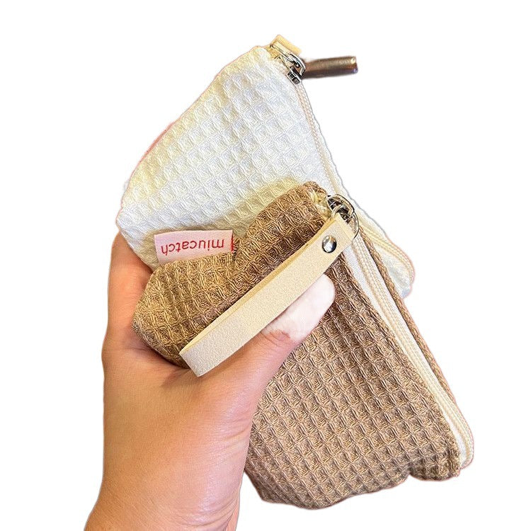 Earphone Waffle Portable Aunt Towel Storage Cosmetic Bags