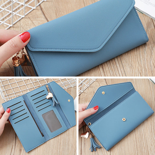 Women's Long Fashionable Korean Style Simple Heart Ladies Wallets