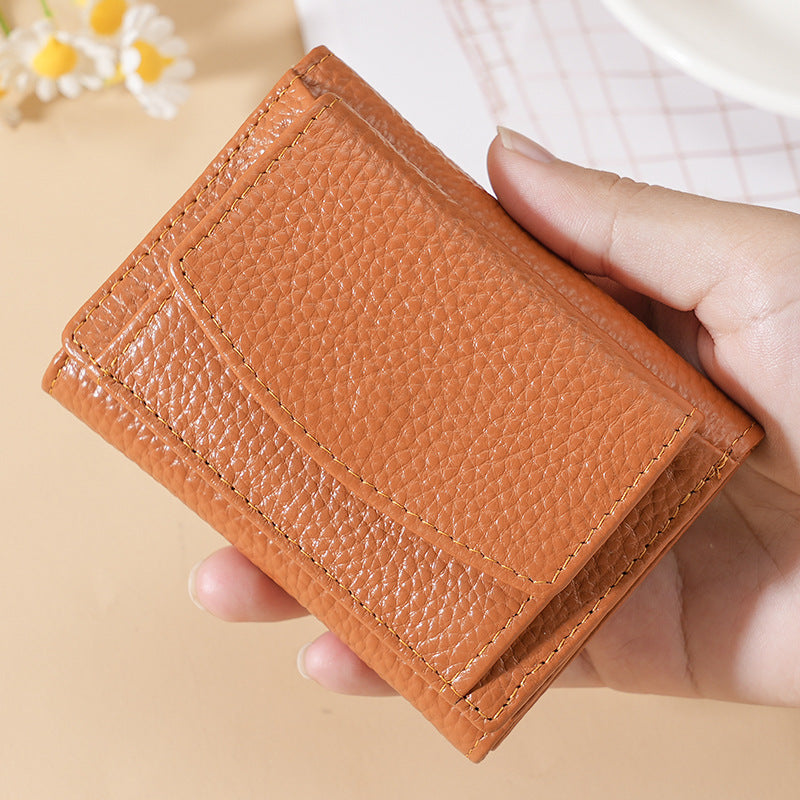 Women's Graceful Cowhide Small Short Leather Ladies Wallets