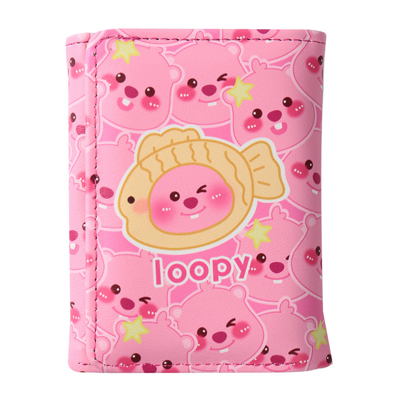 Beaver Three-fold Heart Cartoon Short Folding Ladies Wallets