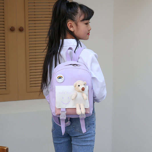 Children's Bear Doll Smiley Face Primary Simple Large Children's Backpacks