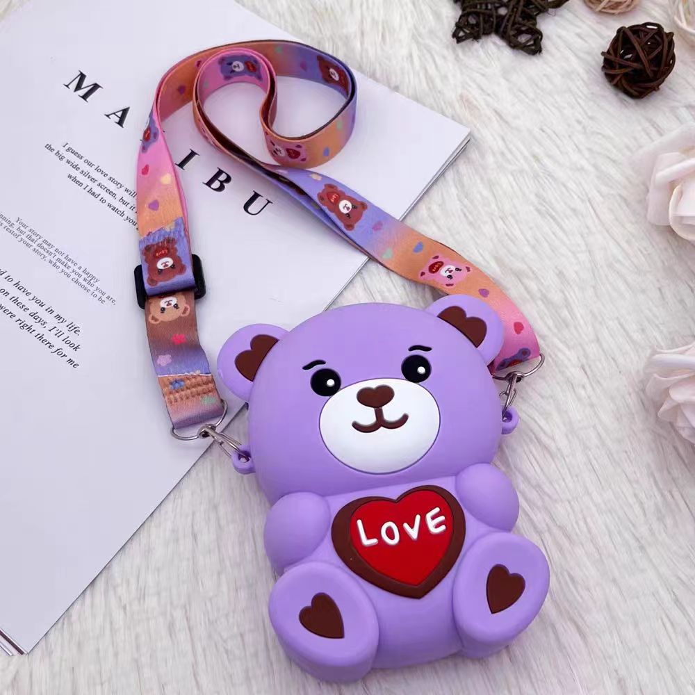 Women's Silicone Cartoon Change Cute Bear Decompression Coin Purses