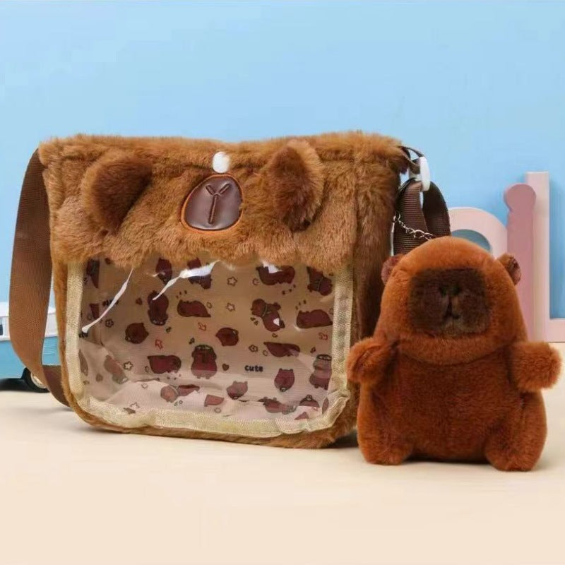 Plush Capybara Cute Wild Fur Female Backpacks