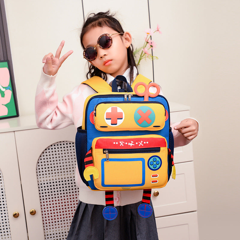 Robot de dessin animé pour enfants, petite classe, sacs d'école de maternelle intermédiaire avancé