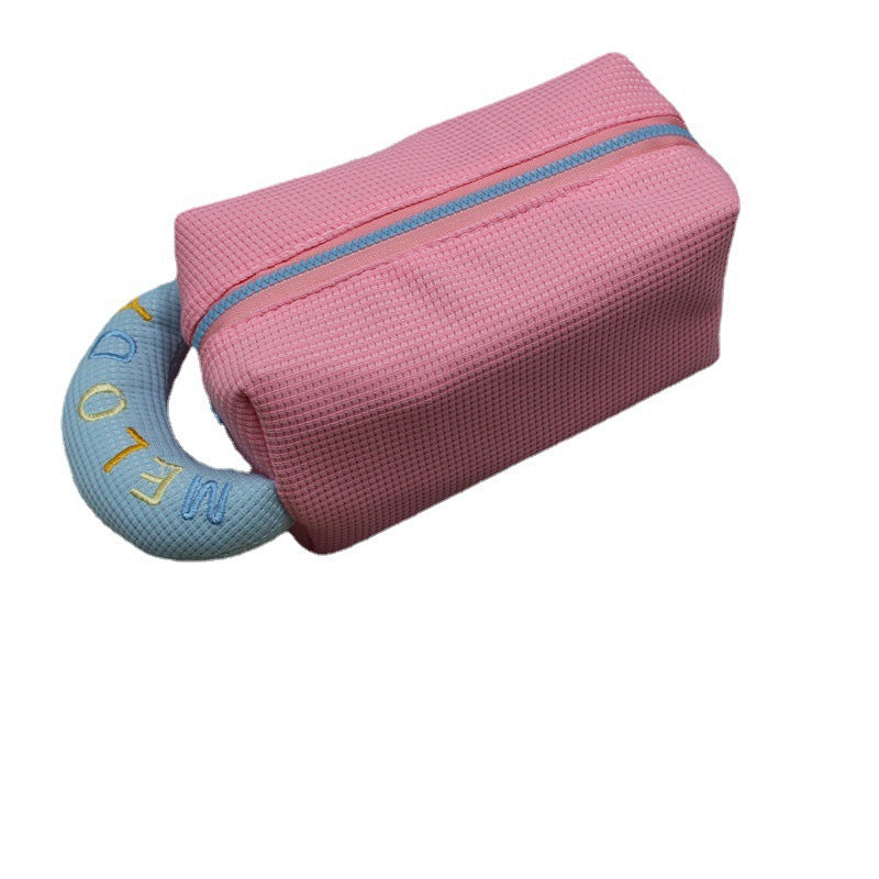 Waffle Simple Large Capacity Pencil Wrist Cosmetic Bags