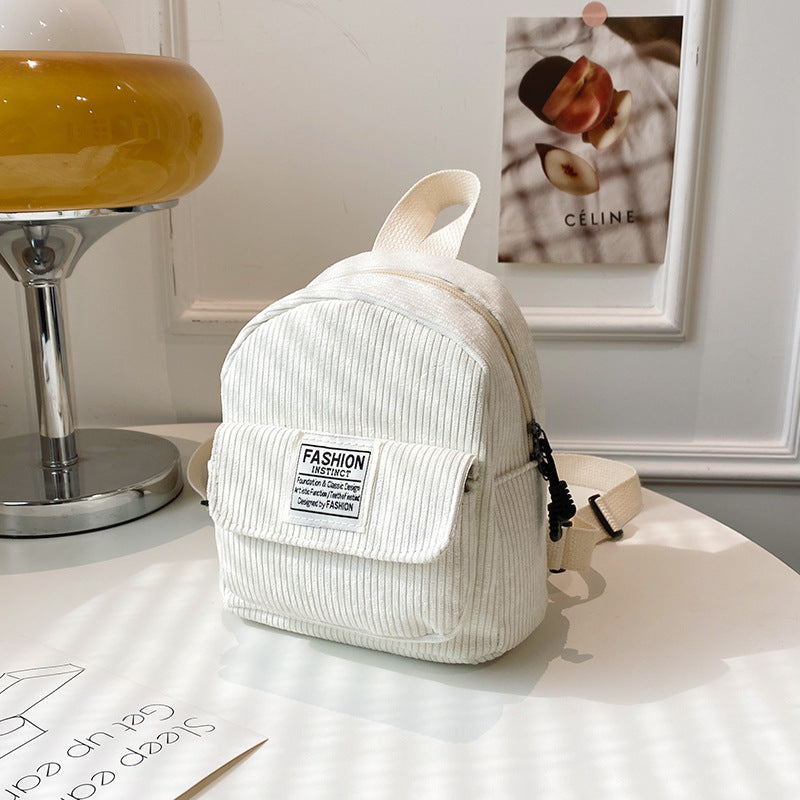 Mini sacs à dos simples en velours côtelé pour femmes, style Mori coréen