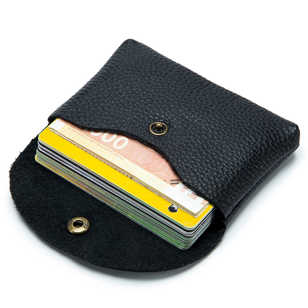 Men's Simple First Layer Cowhide Document Small Coin Purses