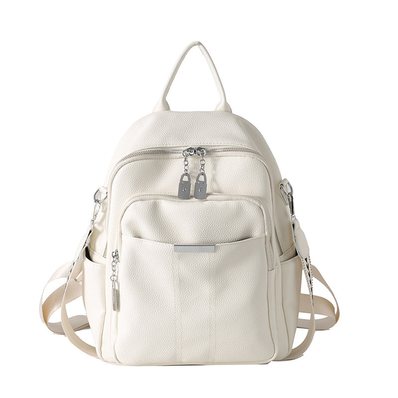 Women's Solid Color Soft Leather High-grade Fashion Backpacks