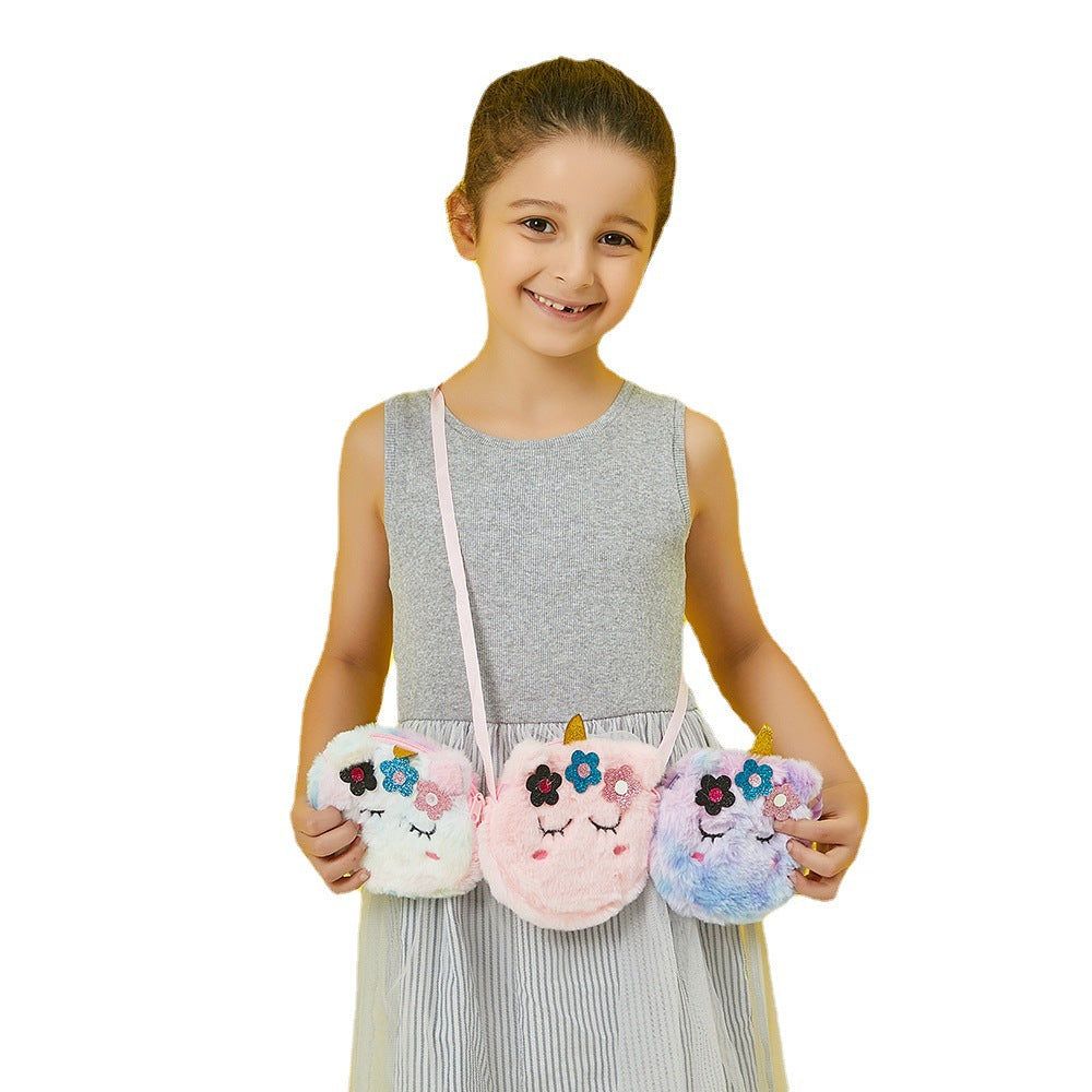 Children's Plush Cartoon Change Cute Flower Burden Coin Purses