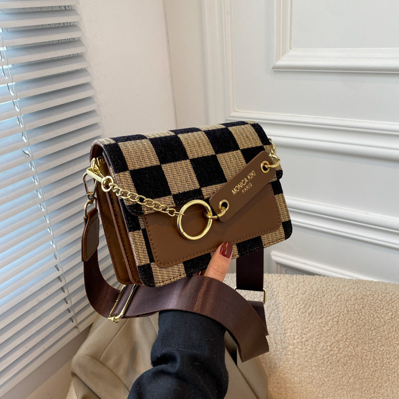 Women's High-grade Exquisite Fashion Chessboard Plaid Niche Shoulder Bags