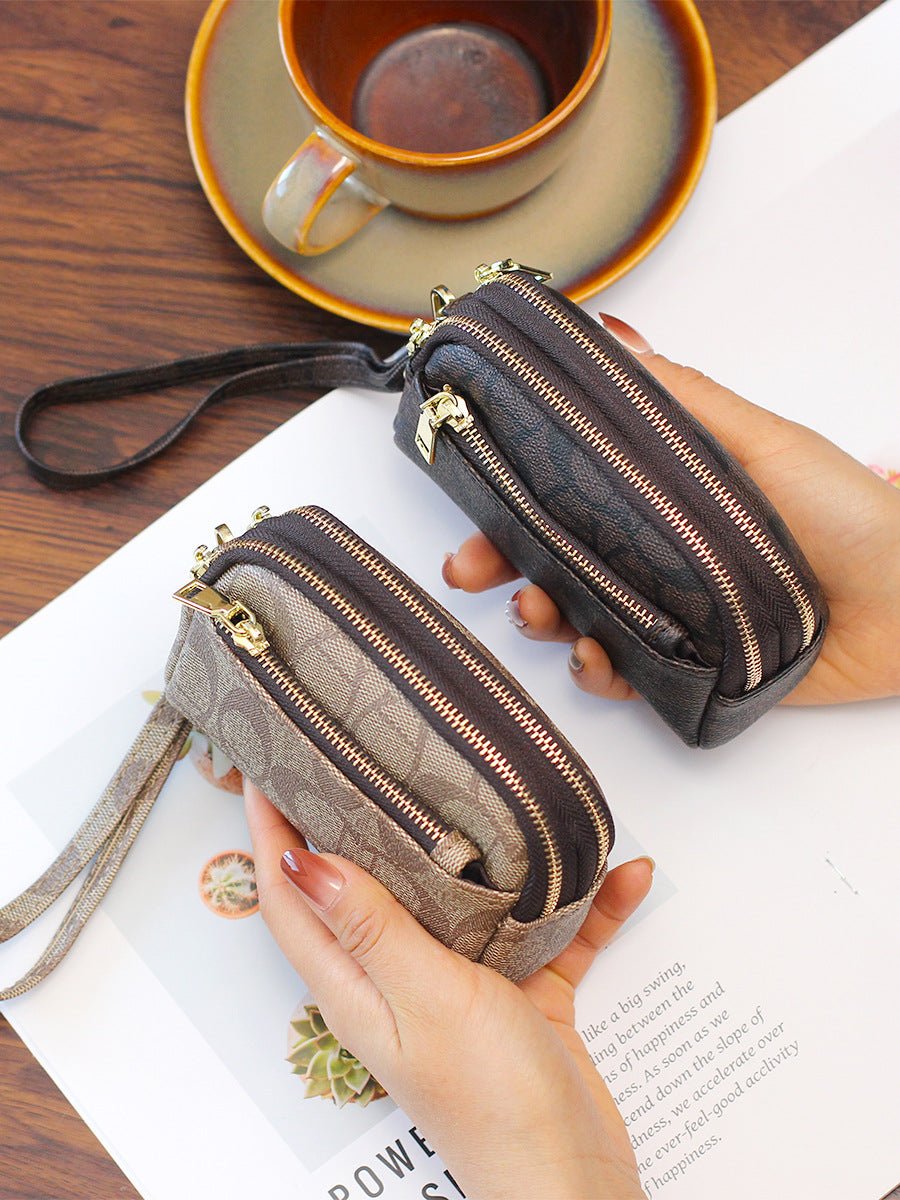 Exquisite Triple Zipper Mini Hand Clutch Coin Purses