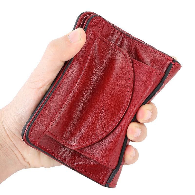 Women's Leather Style Mini Short First Layer Ladies Wallets