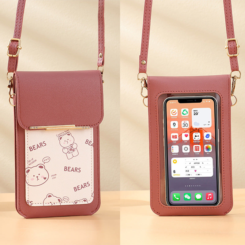 Sacs de téléphone portable à motif mignon pour femmes, grande capacité, boutons