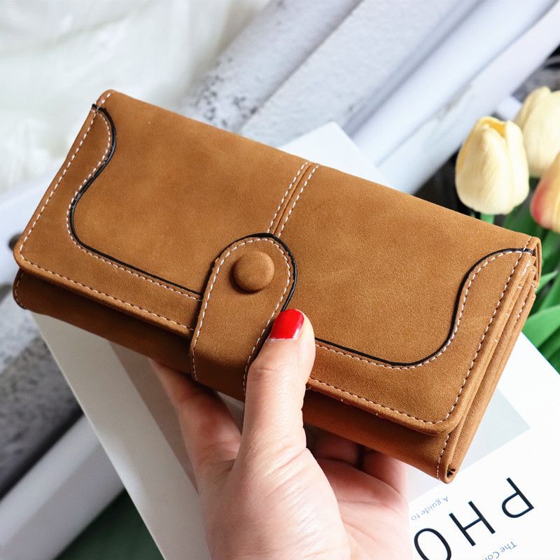 Women's Fashion Korean Style Retro Frosted Long Zipper Ladies Wallets