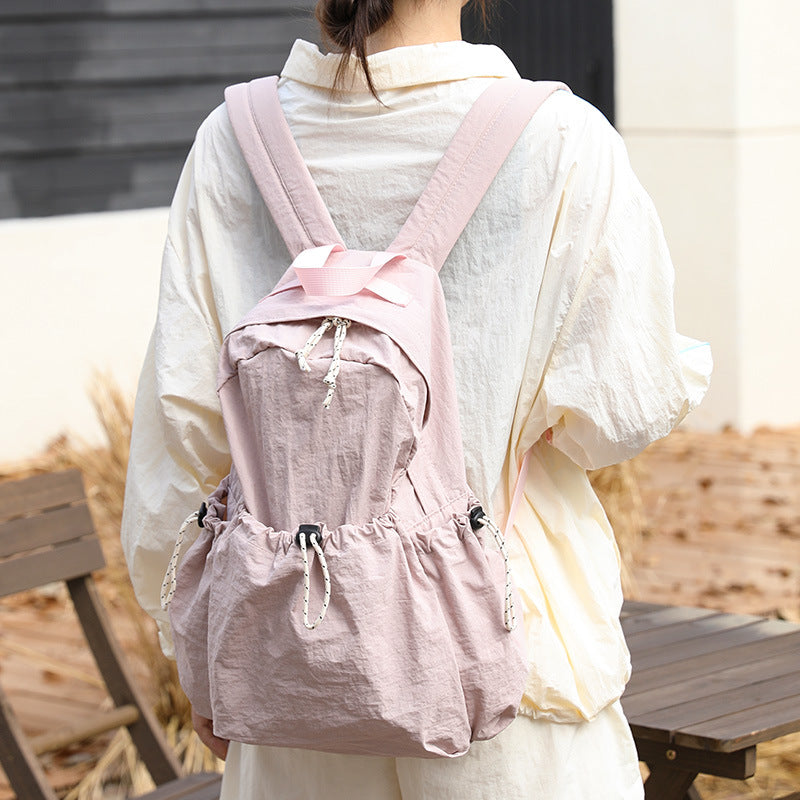 Leisure Artistic Nylon Fashion Pleated Drawstring Backpacks