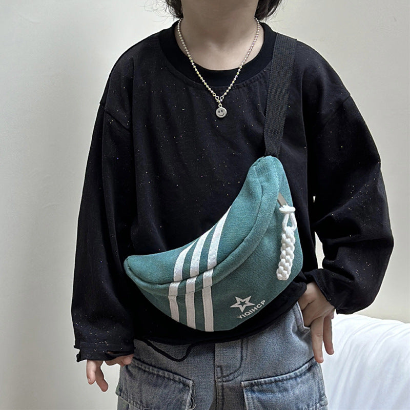 Children's Korean Striped Canvas Handsome Boy's Street Children's Shoulder Bags