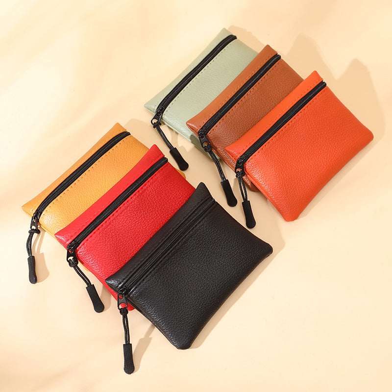 Women's Elegant Soft Leather Mini Zipper Coin Purses