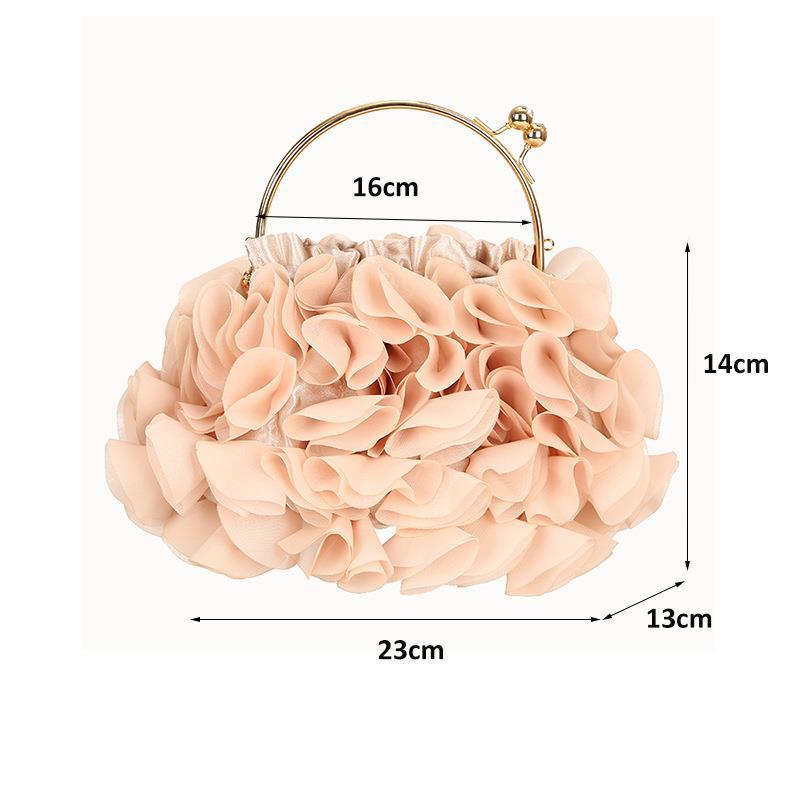 Women's Korean Satin Flower Clutch Dinner Bride Evening Bags