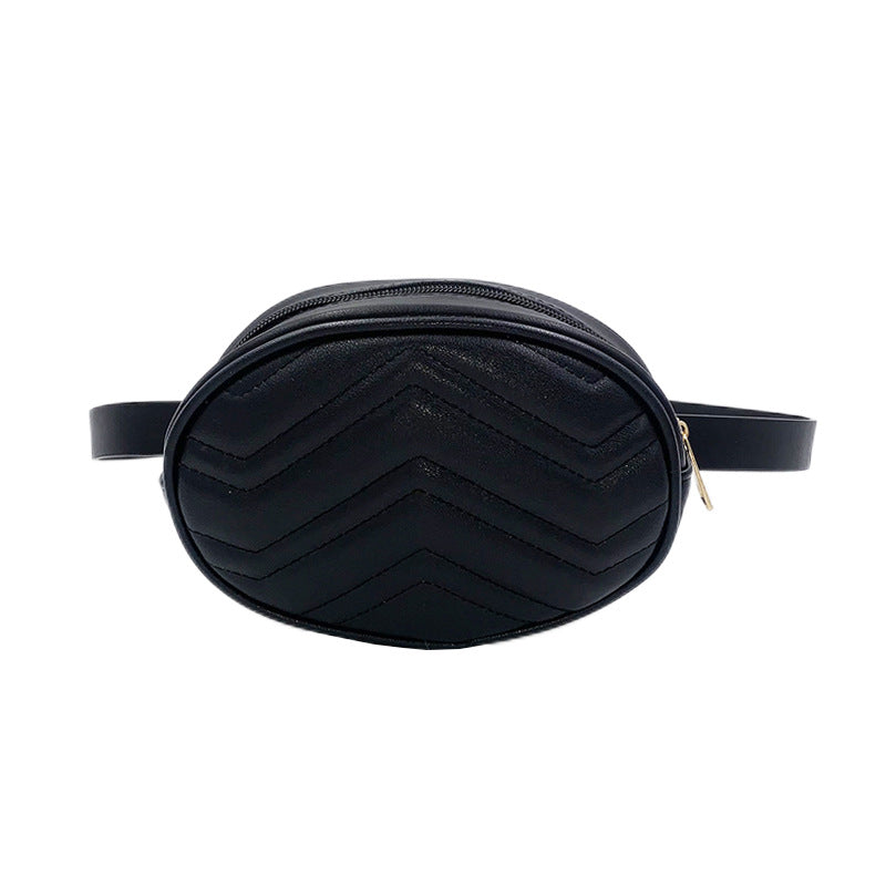 Women's Oval Small Fashion Wave Pattern Mobile Waist Packs