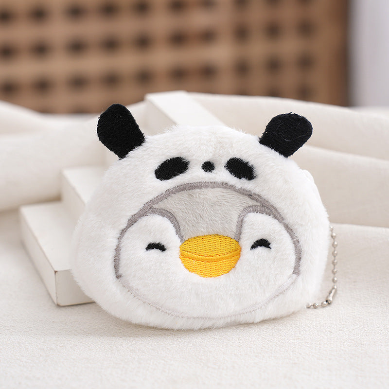 Children's Plush Zipper Pig Cartoon Penguin Pendant Purses