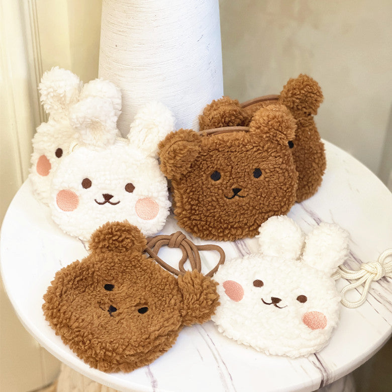 Children's Korean Style Infant Cute Cartoon Plush Rabbit Winter Coin Purses