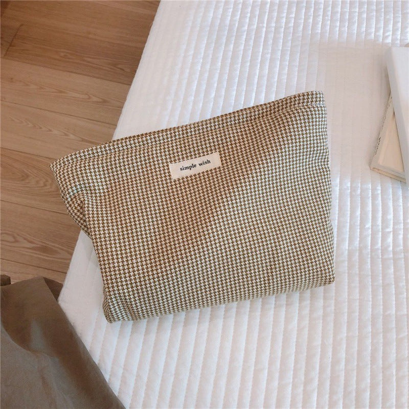 Storage Khaki Simple Graceful Clutch Large Cosmetic Bags