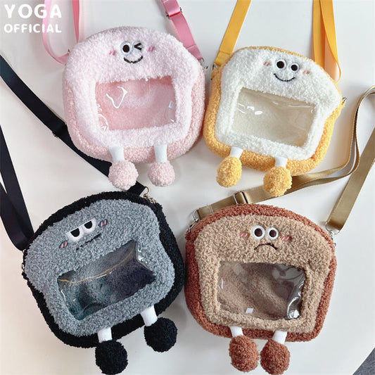 Cat Fan Cartoon Plush Mood Bread Crossbody Bags