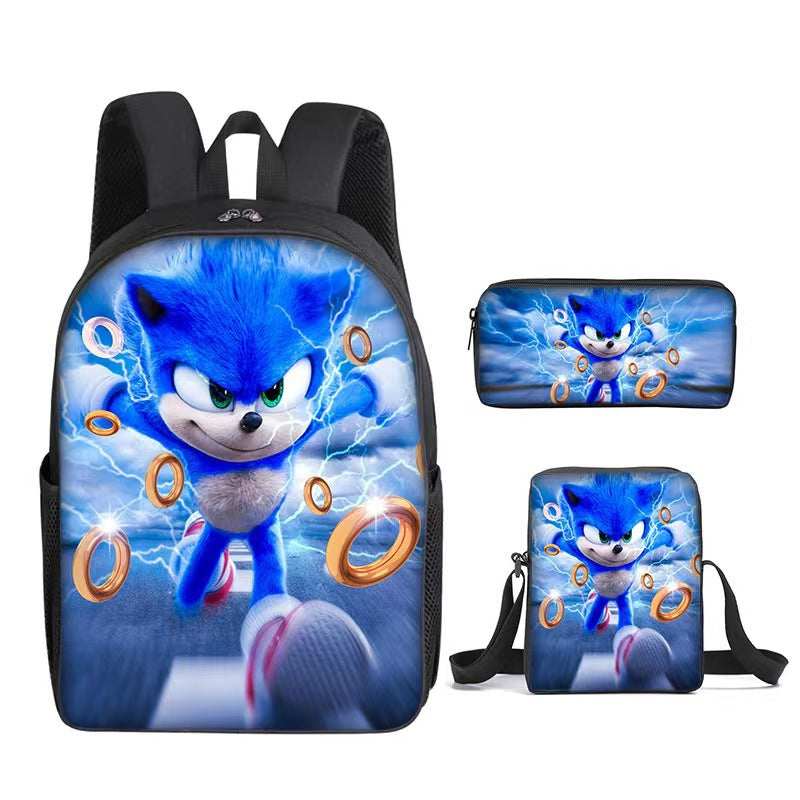 Sonic Primary Three-piece Set Cartoon Animation Bags