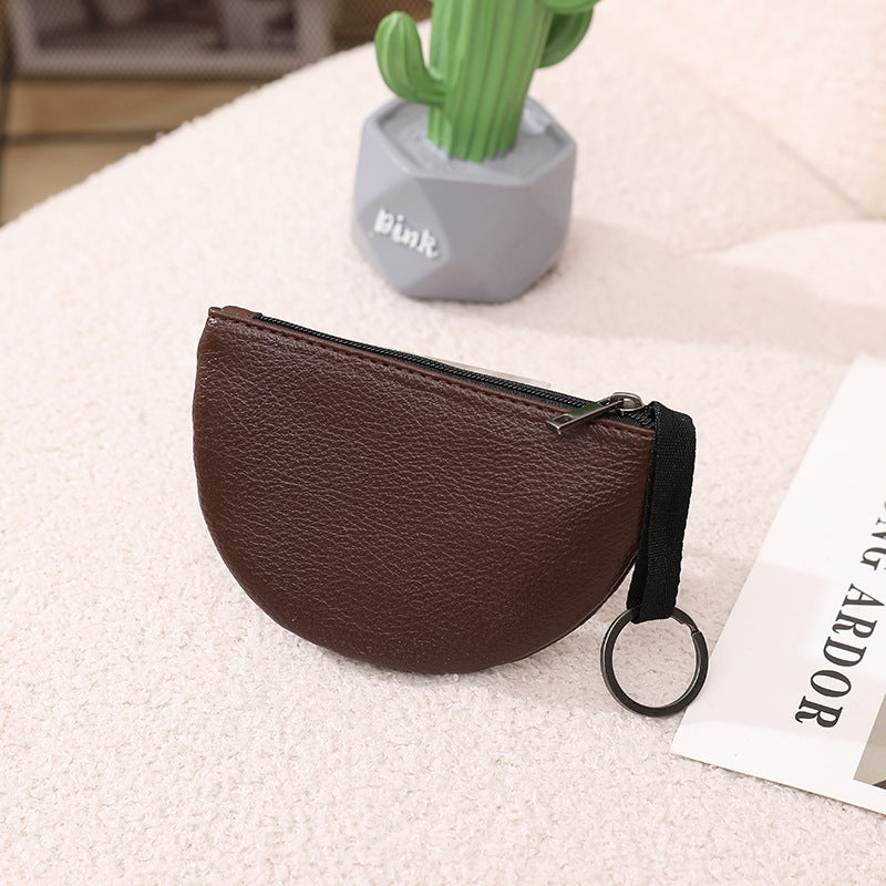 Litchi Pattern Soft Leather Semicircle Creative Coin Purses