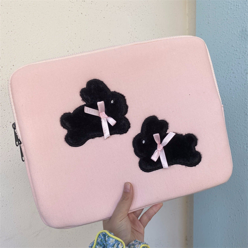 Slouchy Cute Bowknot Bunny Liner Storage Tablet Bags