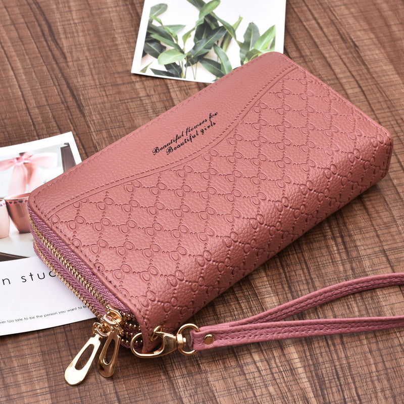 Women's Long Large Capacity Double Zipper Clutch Purses