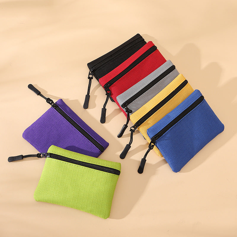 Women's Oxford Cloth Solid Color Mini Zipper Coin Purses