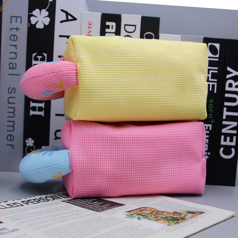 Waffle Simple Large Capacity Pencil Wrist Cosmetic Bags