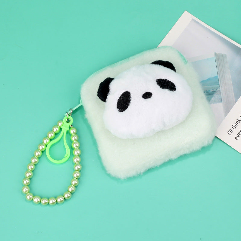 Cartoon Plush Panda Mini Storage Bead Necklace Coin Purses