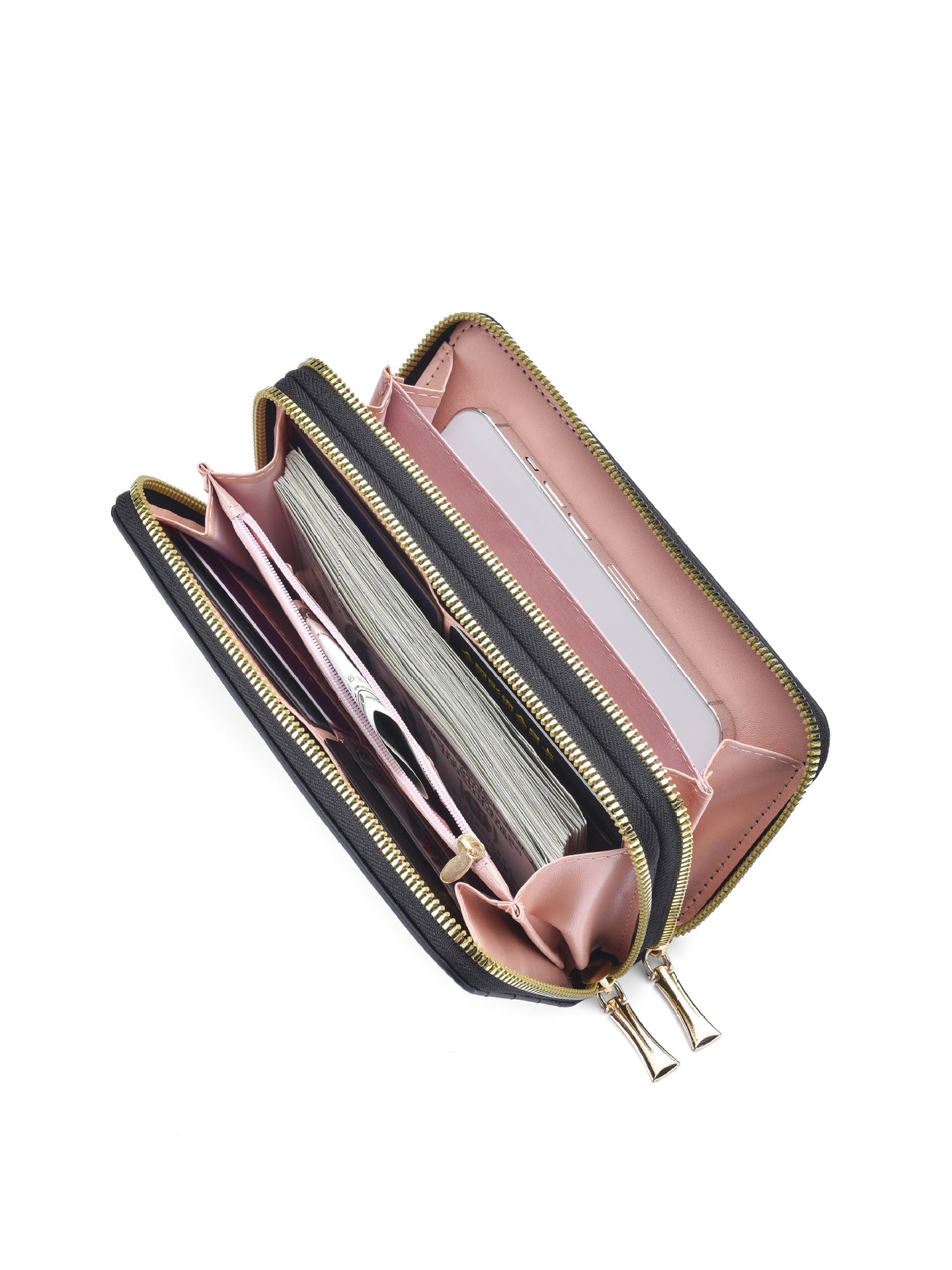 Pochette longue à Double fermeture éclair pour femmes, plusieurs portefeuilles pour dames