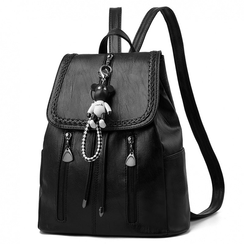 Women's Korean Style Versatile Fashion Cattlehide Large Backpacks