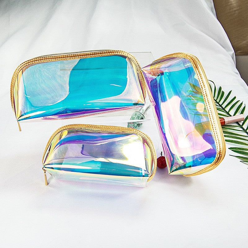 Iridescent Transparent Semicircle Three-piece Heart Advanced Cosmetic Bags