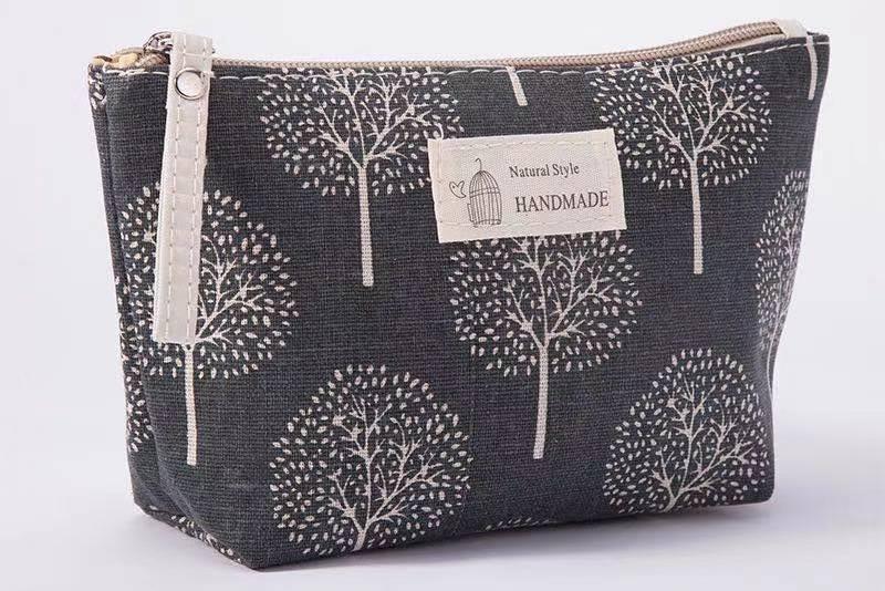 Large Capacity Canvas Wash Fabric Zipper Cosmetic Bags