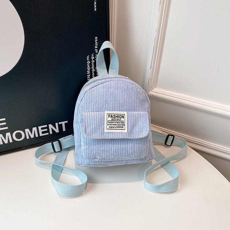 Mini sacs à dos simples en velours côtelé pour femmes, style Mori coréen